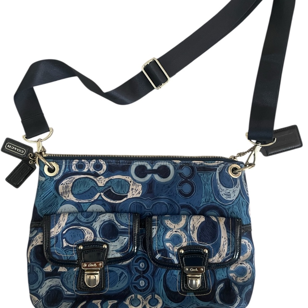 Coach Blue Crossbody Bag with Signature Pattern